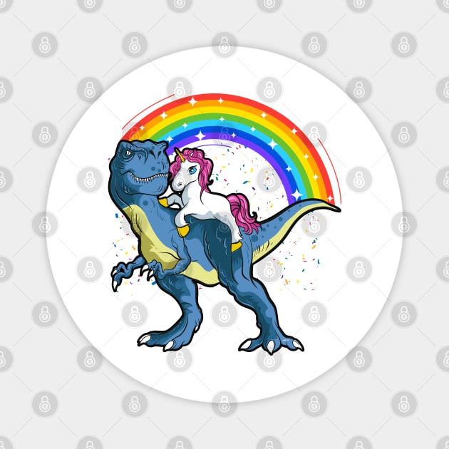 Unicorn Riding a T-Rex Dinosaur Funny Magnet by creative